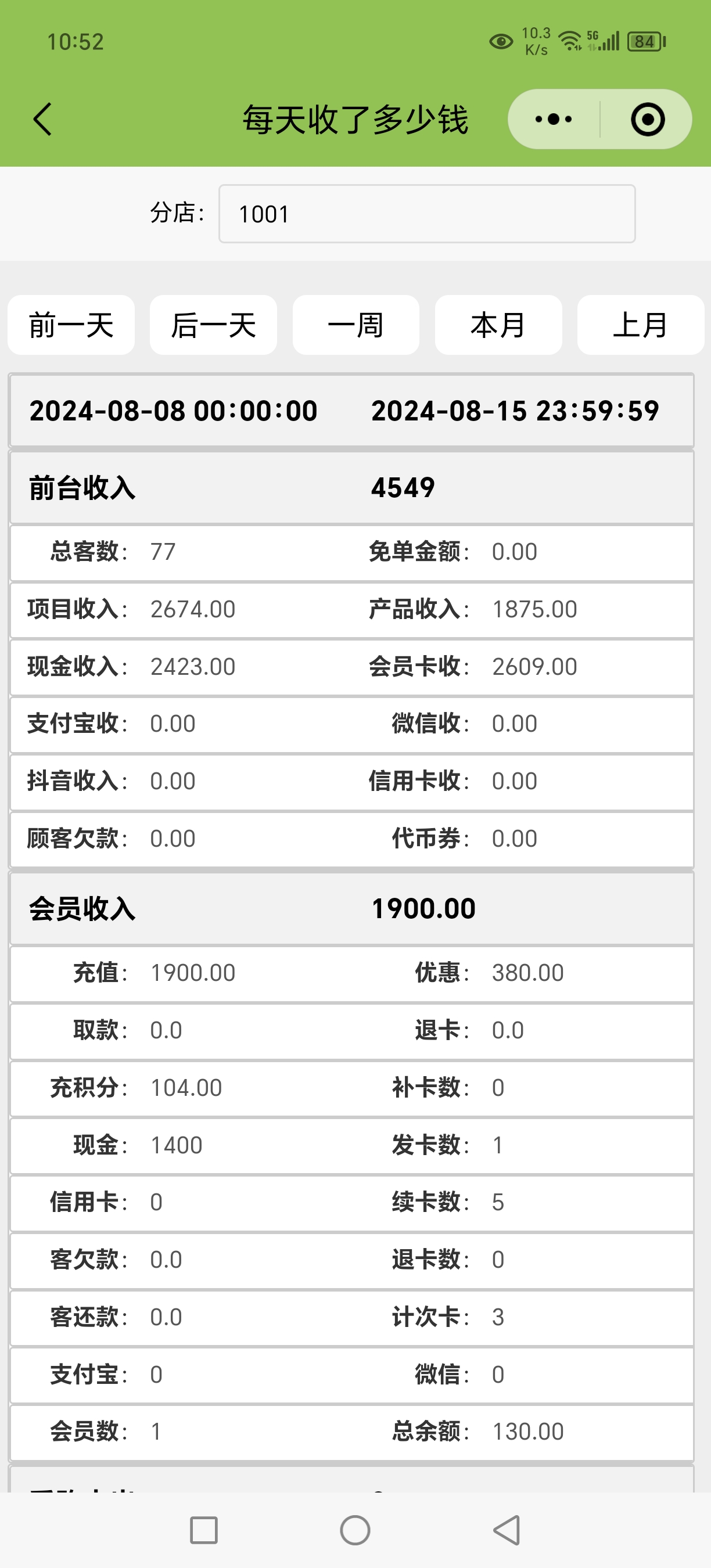 每天收了多少钱
